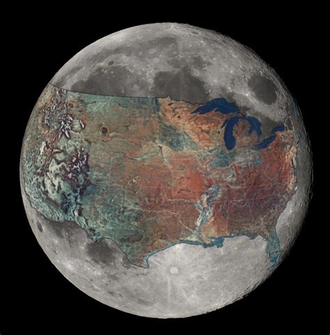 Terrible Maps On Twitter The Usa Mapped To Scale On The Moon