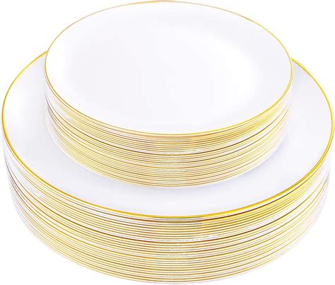 WDF 60PCS Gold Disposable Plates Include 30 10 25in Dinner Plates And