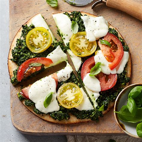 Flatbread With Pesto Mozzarella Recipe Eatingwell