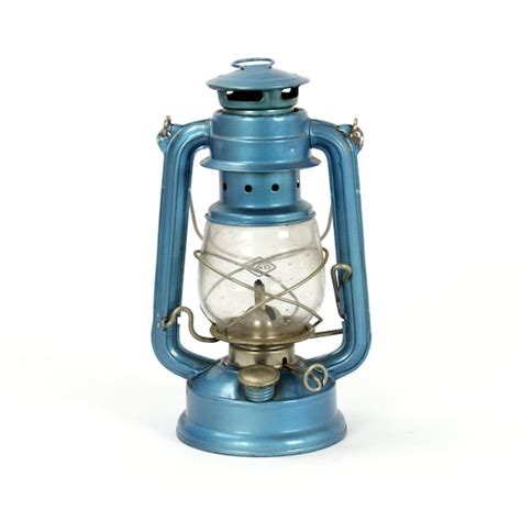 vintage blue camping lantern