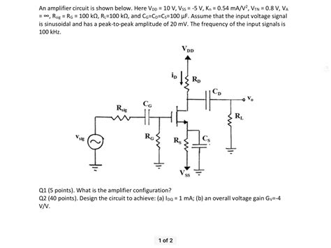 Solved An Amplifier Circuit Is Shown Below Here Vpp V Chegg