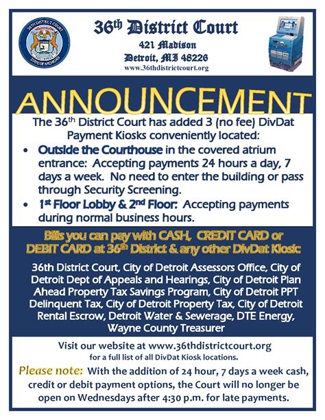 36th District Court Adds Three Additional No-Fee Payment Kiosks