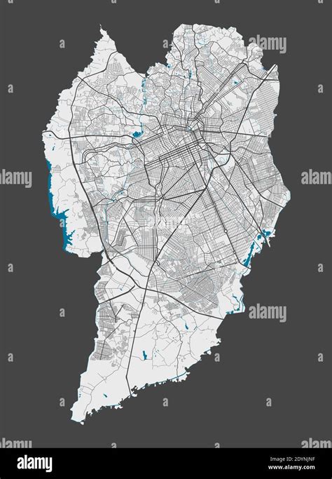 Curitiba map. Detailed map of Curitiba city administrative area. Cityscape panorama. Royalty ...