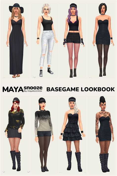 Sims4 TS4 LOOKBOOK IDEA In 2024 Cute Sims 4 Base Game Outfits Sims 4