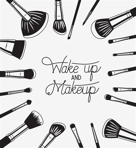 Set Of Makeup Brushes Accessories 2076412 Vector Art At Vecteezy