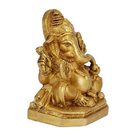 Buy Kartique Brass Lord Ganesha Sitting On Singhasan Big Belly Ganesh