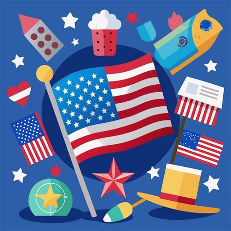 American Flag Clip Art Vector Illustration Design Premium Ai