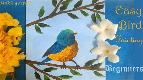 STEP-BY-STEP Bird Painting Tutorial-Acrylic painting for beginners-How ...