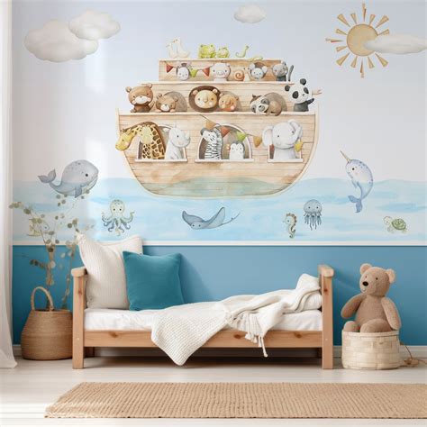 Noah s journey kid s nursery watercolour illustration of noah s ark