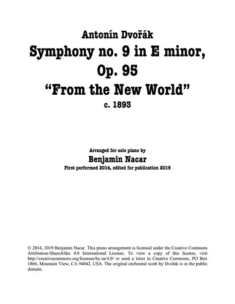 Symphony No9 Op95 Dvořák Antonín Imslp Free Sheet Music Pdf