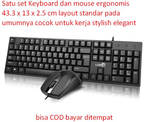 Satu Set Keyboard Dan Mouse Ergonomis 43 3 X 13 X 2 5 Cm Layout Standar Pada Umumnya Cocok Untuk