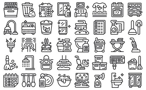 Tidy Up Icons Set Outline Vector Furniture Room 13563516 Vector Art At