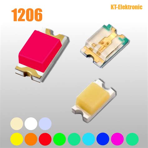 10 Stück SMD LED Bauform 1206 verschiedene Farben