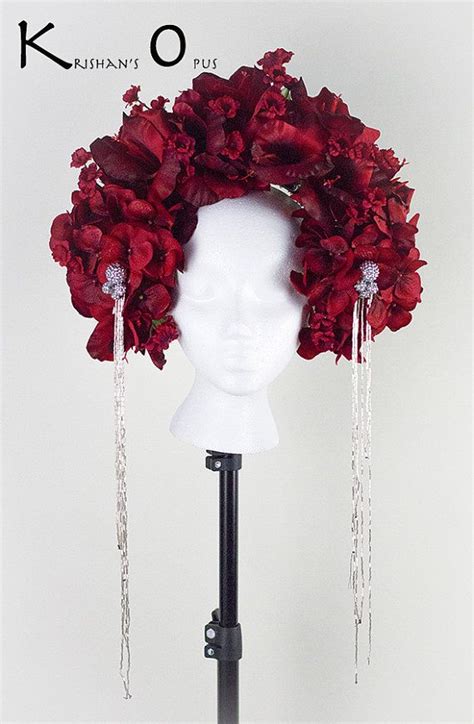 Red Floral Headdress Designed By Krishans Opus Great For Tribal Belly