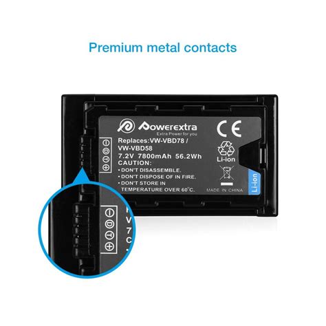 Powerextra Replacement Battery For Panasonic Vw Vbd58 Vw Vbd78 And Charger 7800mah Rechargeable