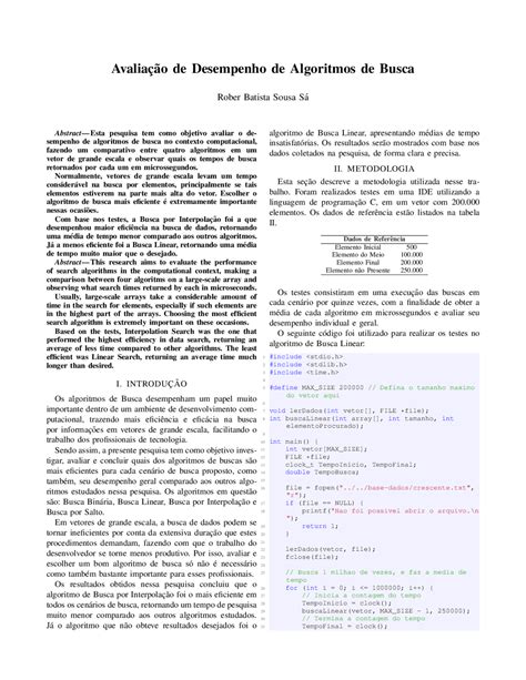 Algoritmos De Busca Em Vetores De Grande Escala Trabalhos Metodologia