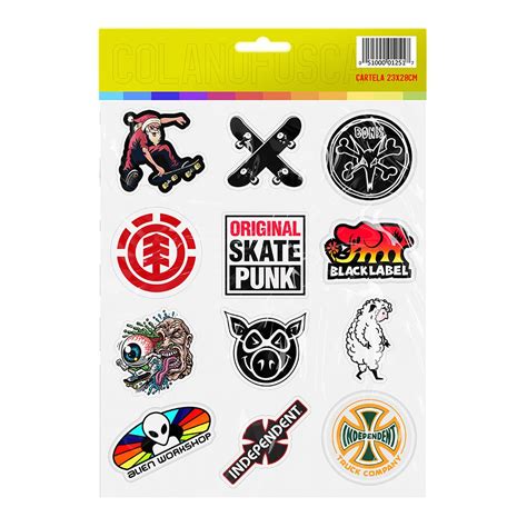 Super Cartela De Adesivos Skate Marcas Skateboard Sk6 Shopee Brasil