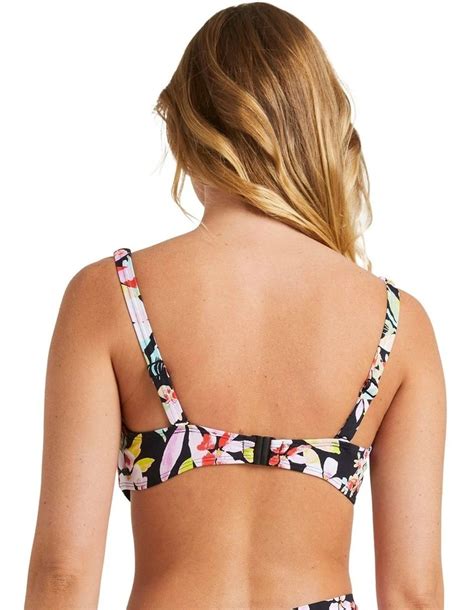 Roxy Printed Beach Classics D Cup Underwired Bikini Top In Anthracite