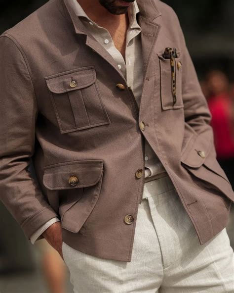 Veste Safari Beige Avec Pantalon En Lin Hockerty