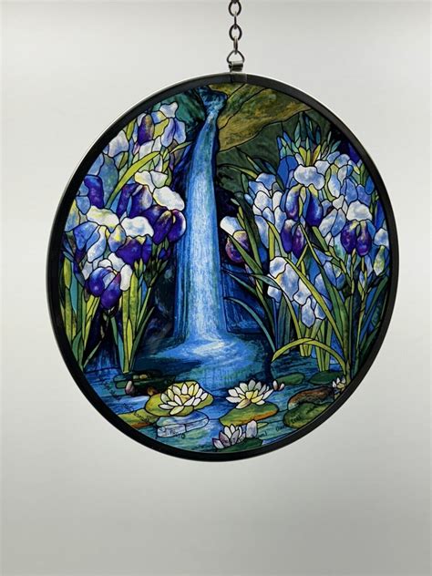 1989 Glassmasters L C Tiffany Waterfall Suncatcher Sarah Fay Smith 1912 Memorial Ebay