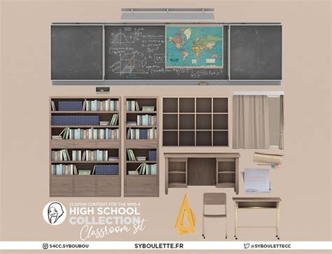 High school Classroom cc sims 4 - Syboulette Custom Content for The ...