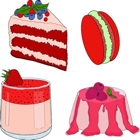 Premium Vector Delicious Sweets And Desserts Hand Drawn Colorful