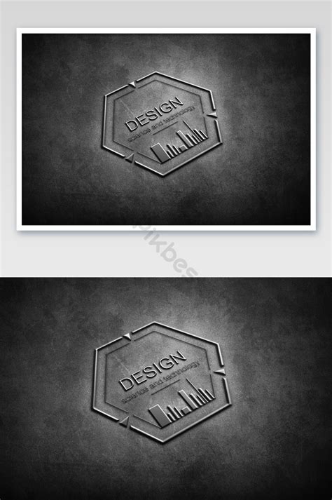 Black Wall Texture Metal Stainless Steel Embossed Word Logo Mockup | PSD Free Download - Pikbest