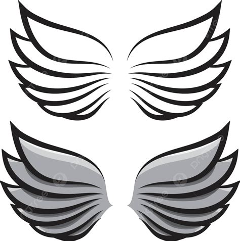 Assortment Of Wing Sets Black And Colored Two Pairs Each Vector Flying