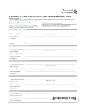 Fillable Online Supplementary Card Personal Particulars Update Form