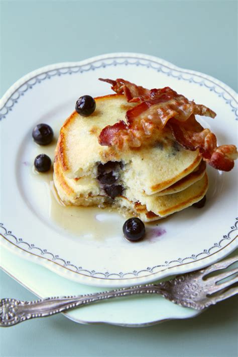 Blueberry Pancakes With Bacon And Maple Syrup Anne S Kitchenanne S