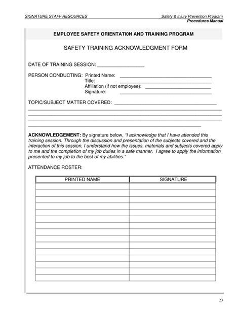 Safety Training Template