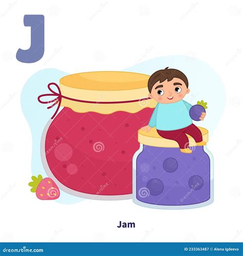 English Alphabet With Cartoon Cute Children Stock Vector Illustration