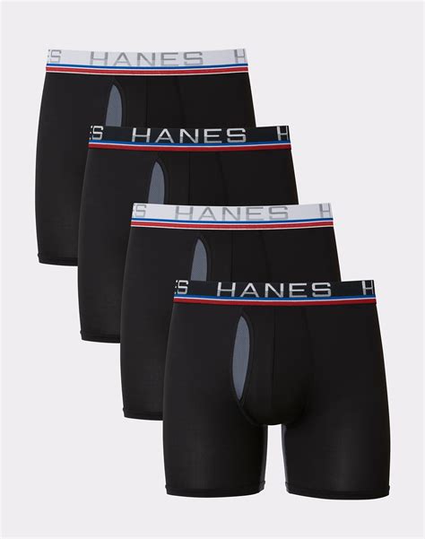 Hanes Sport™ Total Support Pouch® Mens Boxer Briefs Pack X Temp® Cooling Anti Chafing Black