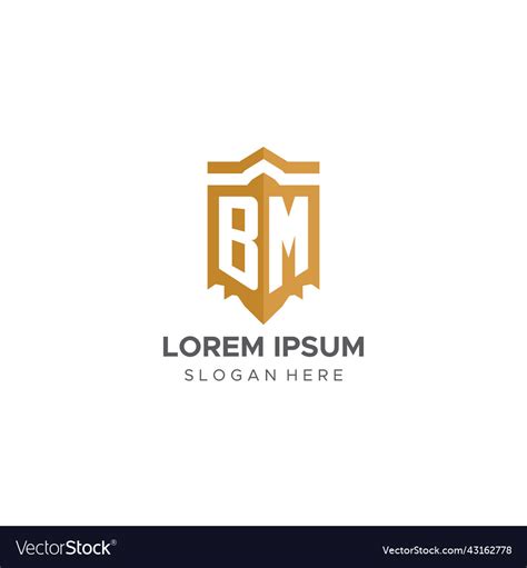 Monogram Bm Logo With Shield Geometric Shape Vector Image