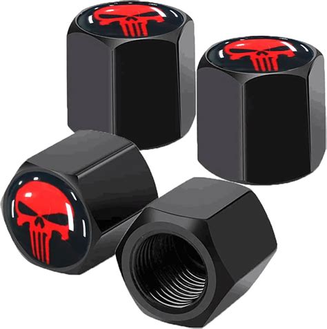 Ajxn 4 Pack Skull Car Wheel Tire Valve Stem Caps Airtight Dust Proof