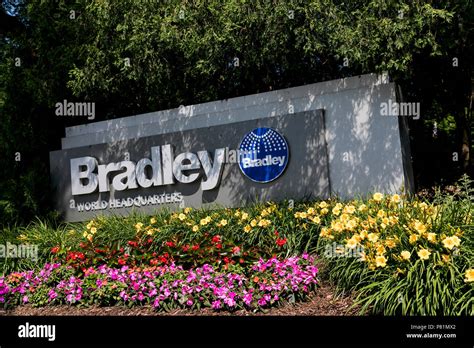 A logo sign outside of the headquarters of the Bradley Corporation in ...