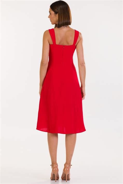 Vestido Midi De Alfaiataria Feminina Mariah Vermelho Sunset