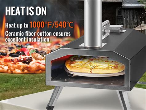 Vevor Multi Fuel Outdoor Pizza Oven 12 Inch Wood Fired And Gas Pizza Maker With Rotating Pizza