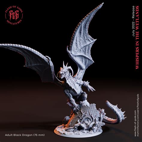 3d Printable Adult Black Dragon By Flesh Of Gods