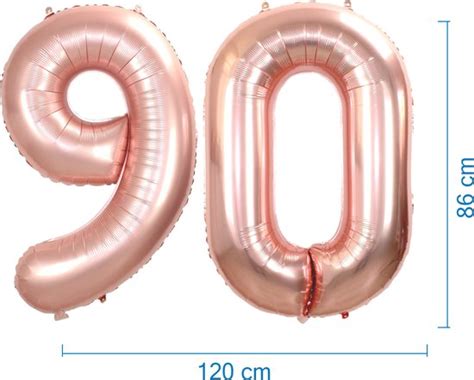 Folie Ballon Cijfer 90 Jaar Rose Goud Verjaardag Versiering Helium