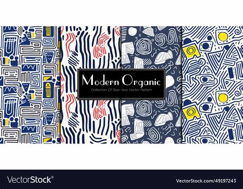 Set Of Seamless Patterns With Hand Drawn Doodle Vector Image