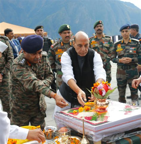 Defence Minister Rajnath Singh Performs Shastra Pooja On The Occasion