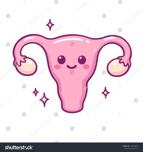 Cute Cartoon Uterus Doodle Funny Smiling Ilustración De Stock 1549708880