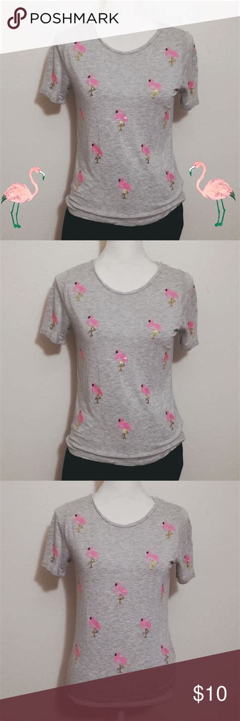 💗 Pink Sequined Flamingo T Shirt From Handm Clothes Design Handm Tops