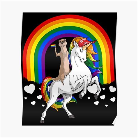 LGBT Cute Otter Riding Unicorn Gay Pride Rainbow Poster For Sale By