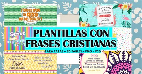 Plantillas Con Frases Cristianas Y Pasajes Bíblicos Para Tazas Editables