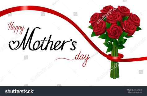 Happy Mothers Day Bouquet Red Roses Stock Vector Royalty Free