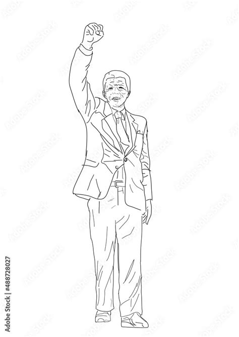 Vector Line Drawing Of Nelson Mandela Stock Vector Adobe Stock