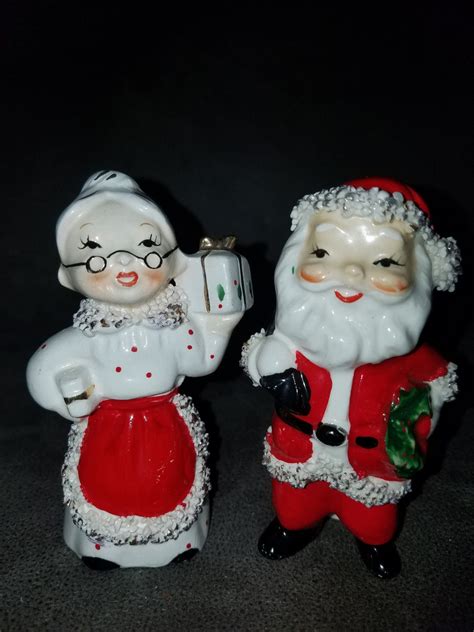 Vintage Commodore Mr And Mrs Santa Claus Candle Holders Etsy