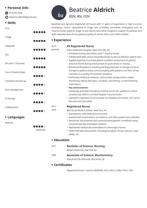 Emergency Room Er Nurse Resume Sample For 2025